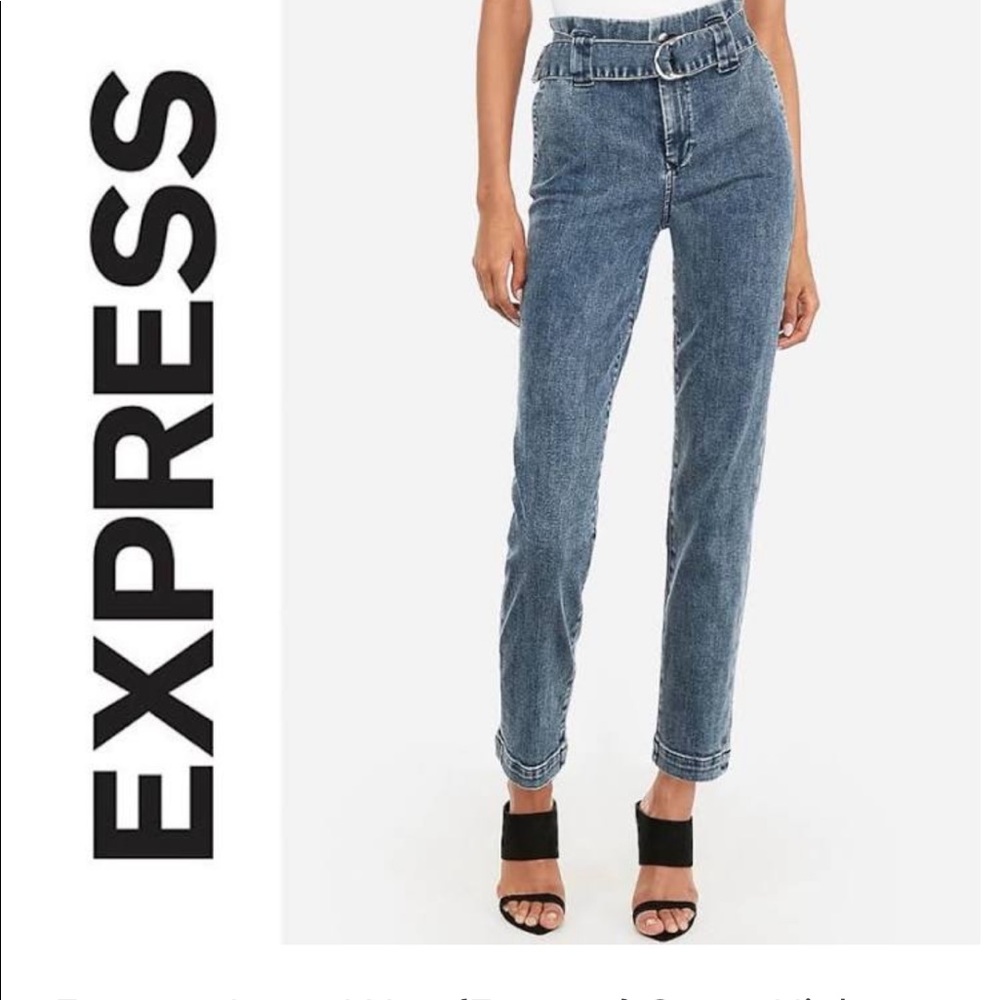 Express super highwaist belted paper bag jeans